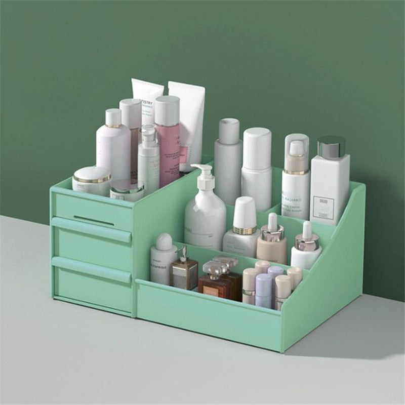 Cosmetic Makeup Organizer with Drawers, Plastic Bathroom Skincare Storage Box Brush Lipstick Holder Organizers Storage